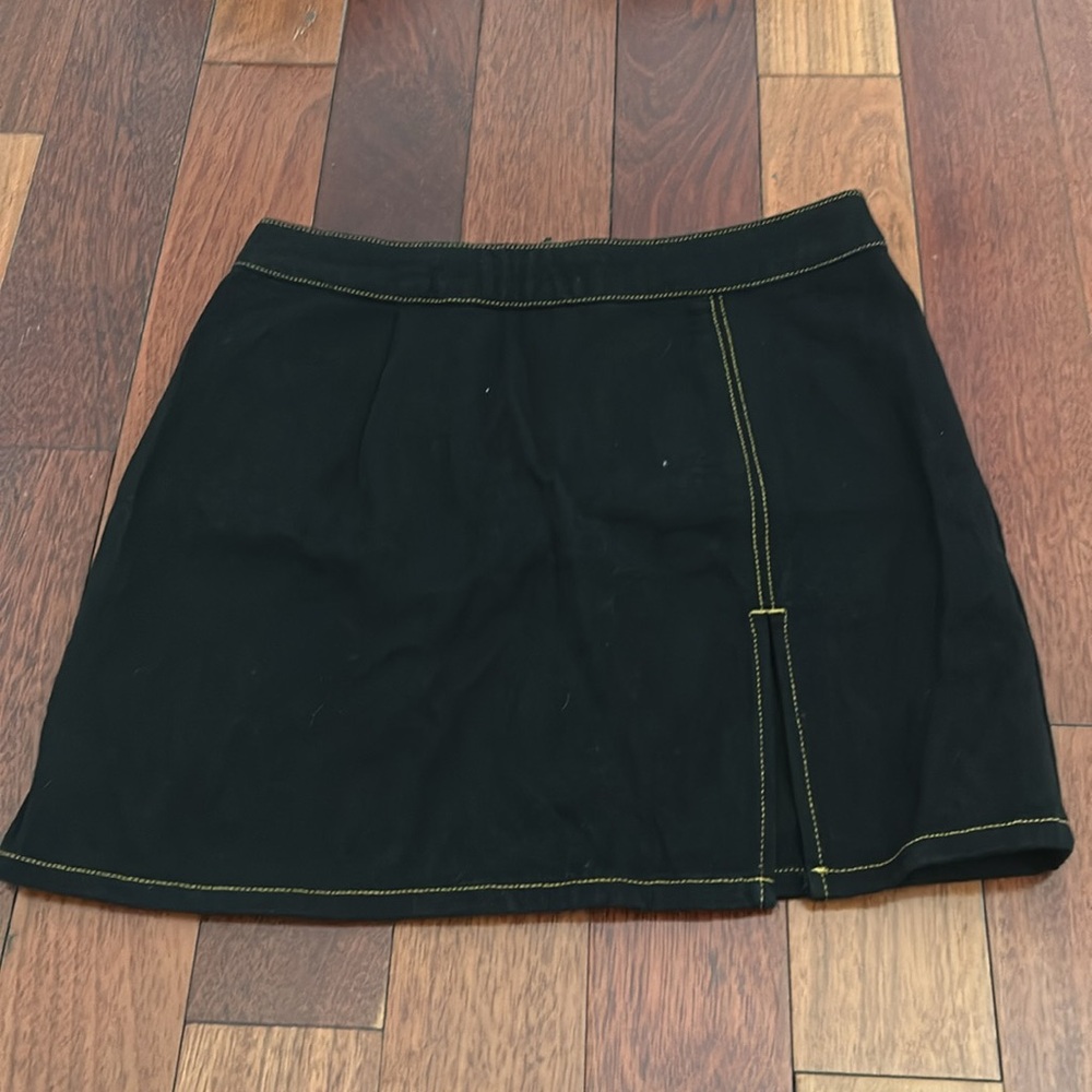 Lioness Black Skirt with Yellow Stitching